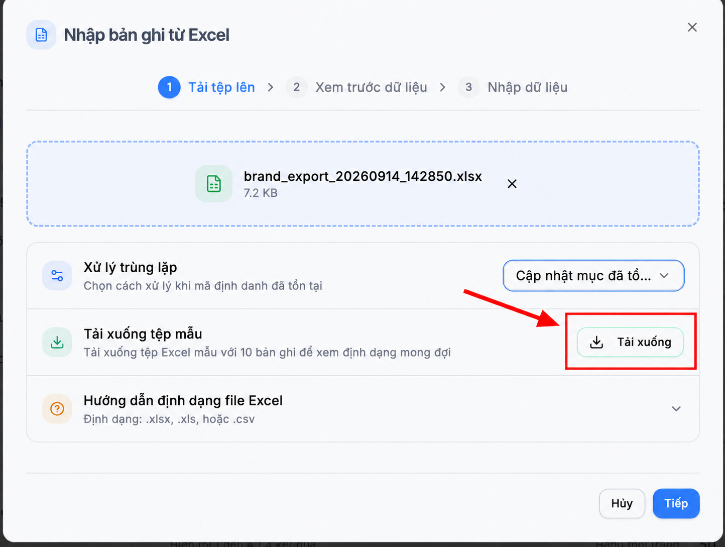 Tải xuống file Excel mẫu