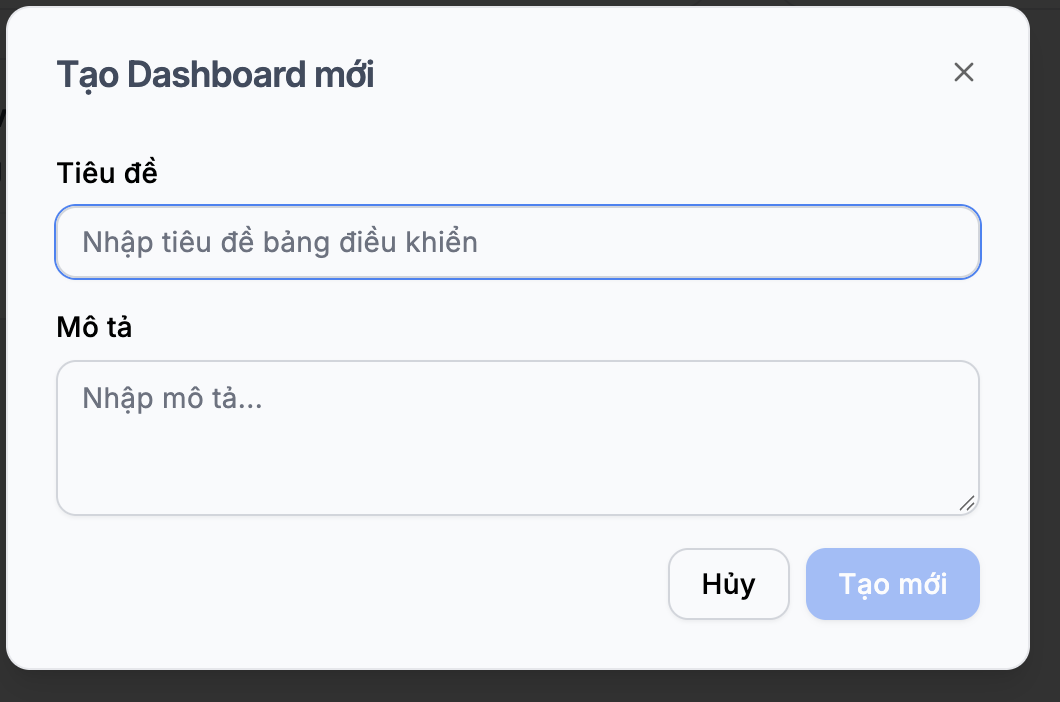 Tạo Dashboard thủ công