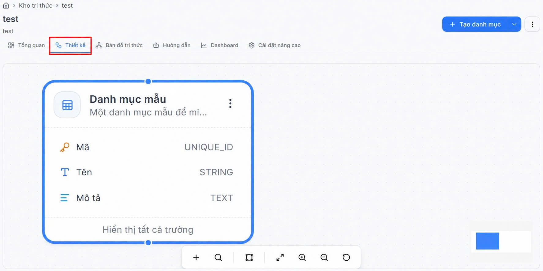 Giao diện tab Thiết kế và thẻ danh mục
