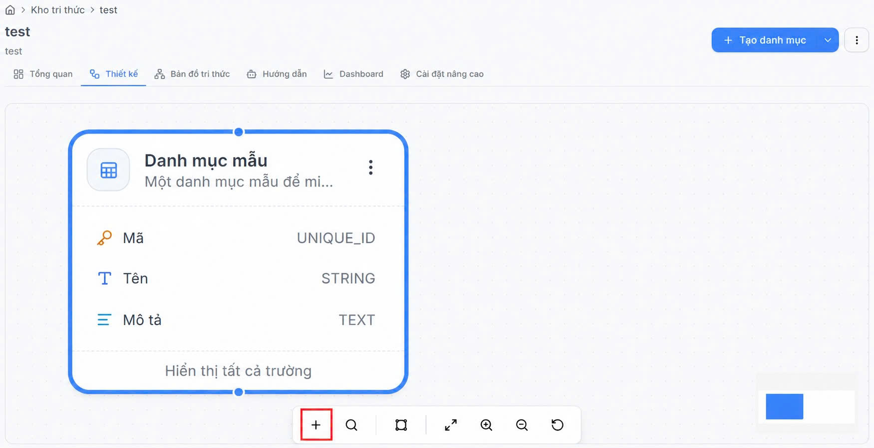 Nút thêm quan hệ trên thanh công cụ